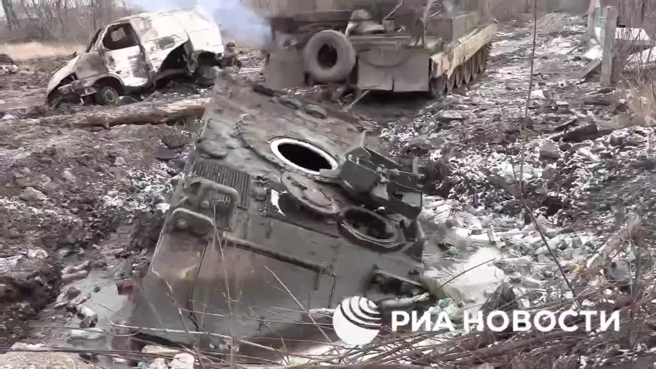 Evacuation of captured captured Ukrainian Armed Forces equipment from Avdeevka.