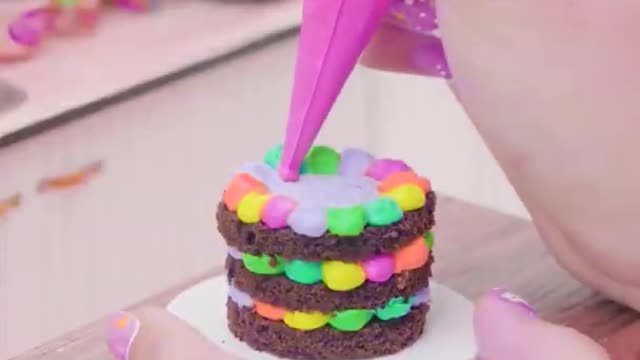 Perfect Miniature Chocolate Rainbow Cake Decorating