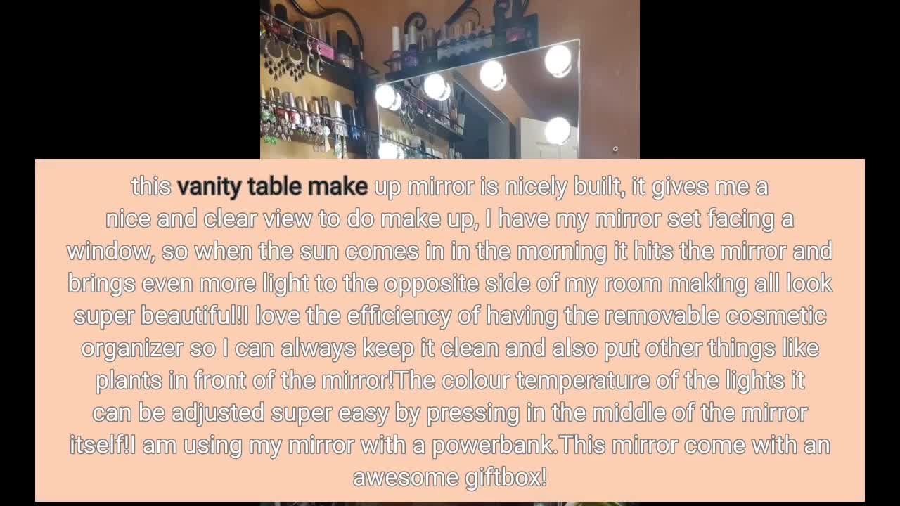 LUXFURNI #Vanity Table Makeup Hollywood Mirror Dimmable Light-Overview