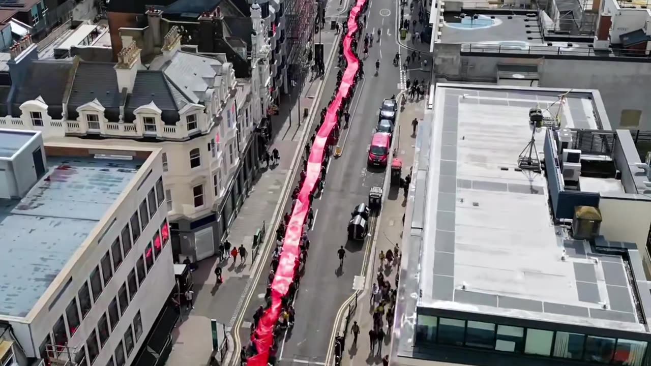 The People’s Red Line - Brighton, UK The People's Red Line was unravelled in Brighton,