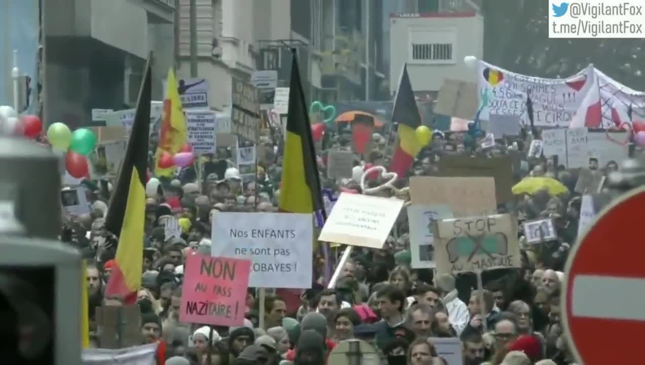 MASSIVE Turnout In Belgium's Rally Against Jab Mandates