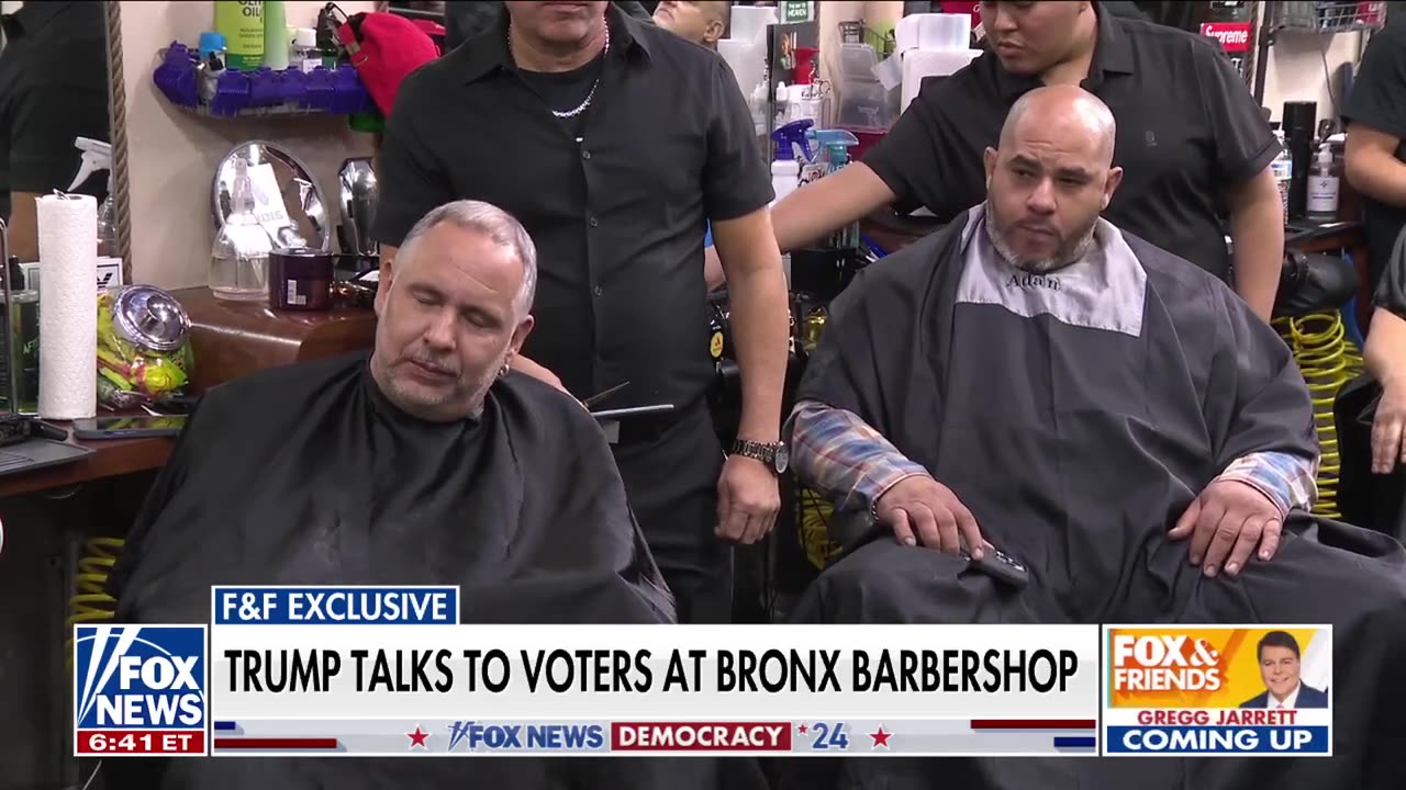 Trump chats with voters in NYC barbershop: 'You guys are the same as me'