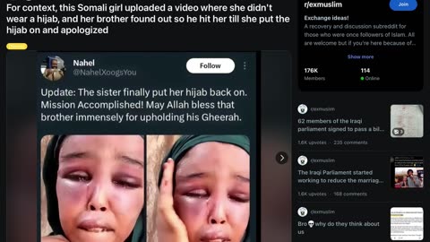 r/exmuslim | For context, this Somali girl uploaded a video where she didn't wear a hijab, and…