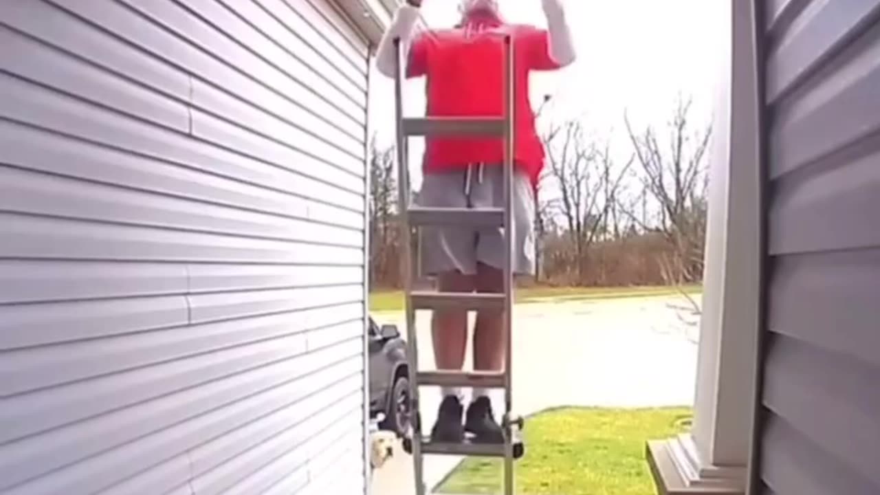 moving the ladder while still on it equals a bad time