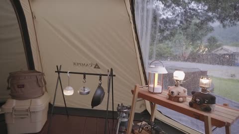 Feel the peace brought by camping in the rain. Bu