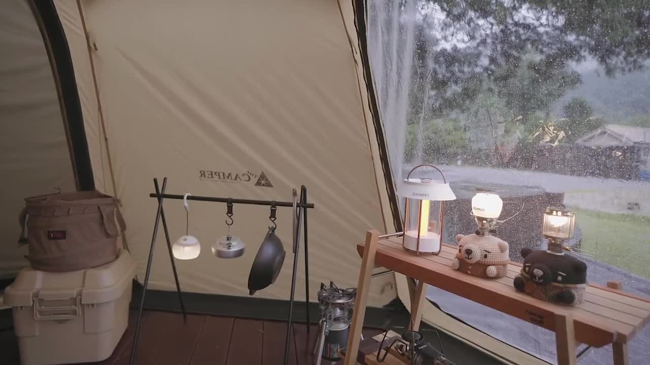 Feel the peace brought by camping in the rain. Bu