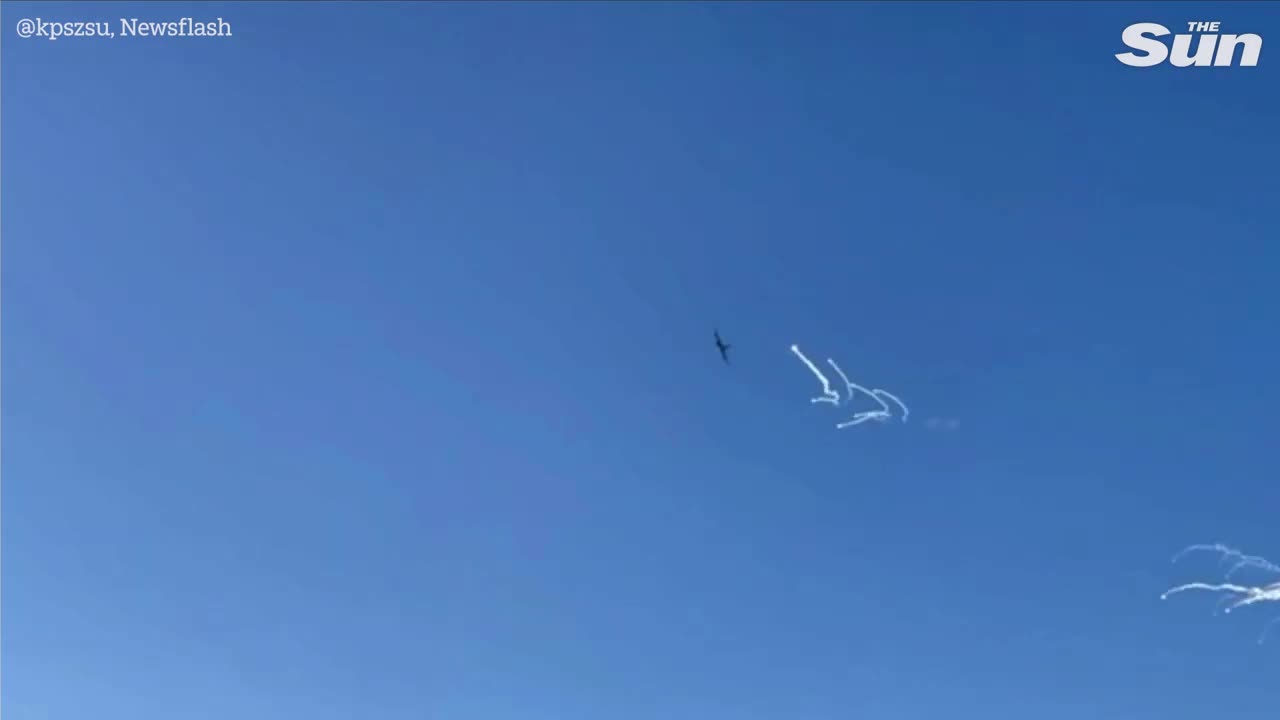 Ukraine Su-25 fighter jets fly in action in skies above Donetsk