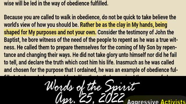 Words of the Spirit - Apr 25, 2022
