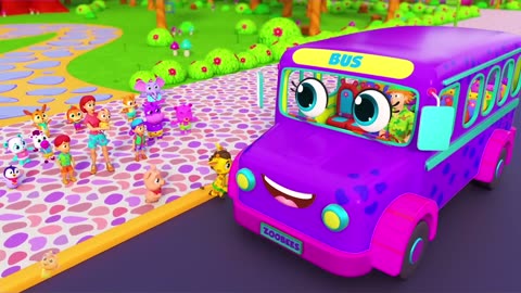 Wheels On The Bus Go Round and Round | School Bus Song | Nursery Rhymes and Kids Songs with Zoobees