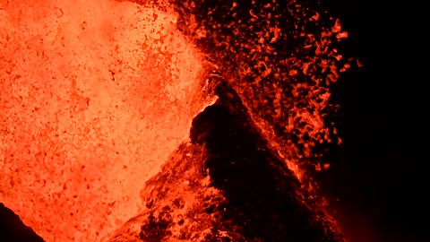 Lava Spews Out Dangerously During Volcanic Eruption in Iceland