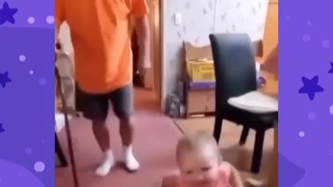 "Adorable Baby Copies Grandfather's Funny Gestures"