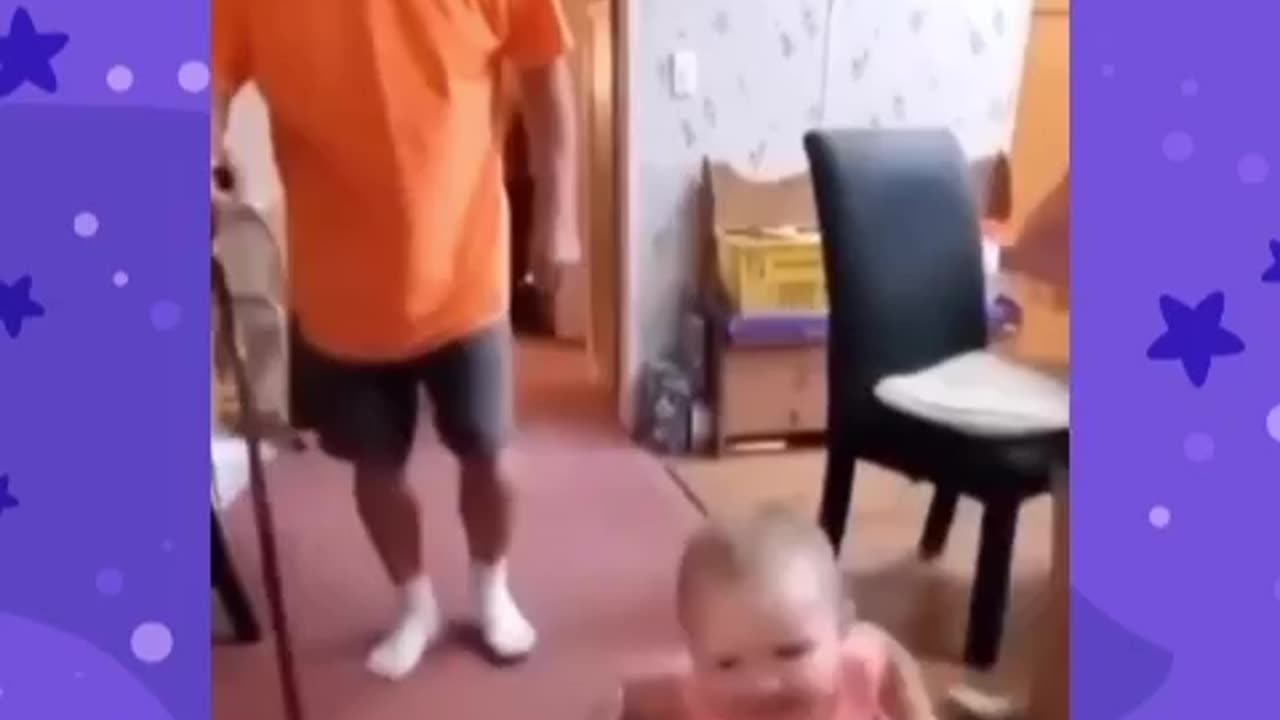 "Adorable Baby Copies Grandfather's Funny Gestures"