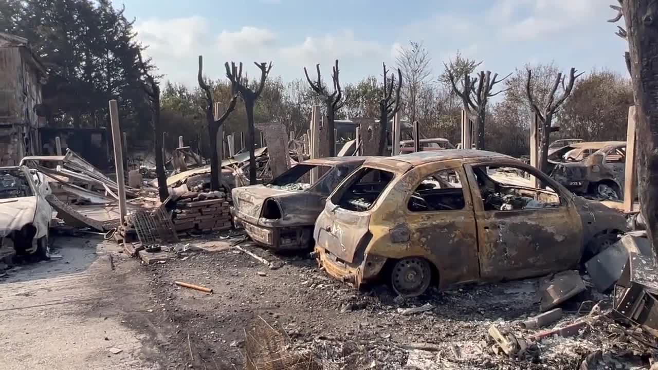 The aftermath of the fires in Dagenham yesterday. _london_1