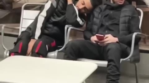 best reaction of people in the subway falling asleep on people 🥹Dimercitv