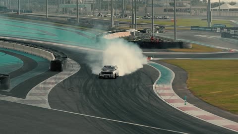 A Car Drifting At Yas Marina Circuit In Abu Dabhi