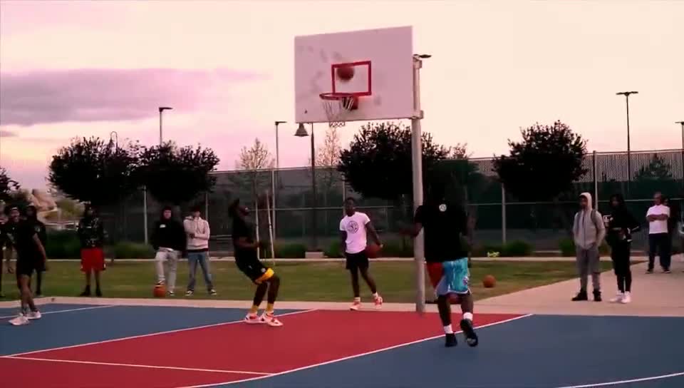 Street basketball with friends