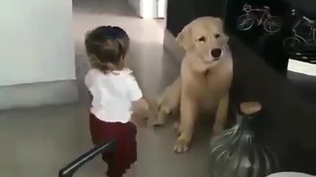 Daughter hugs golden retriever