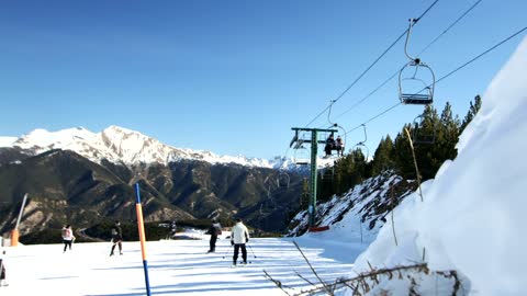 Cable car in the snow