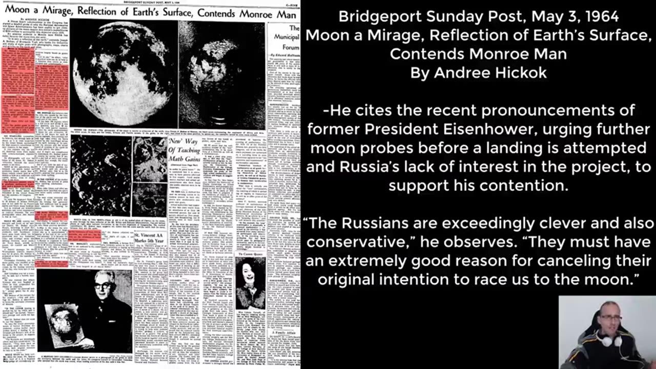 1964 ARTICLE: The Moon Is a Mirage, Reflection of Earth's Surface, Contends Monroe Man | Divergent