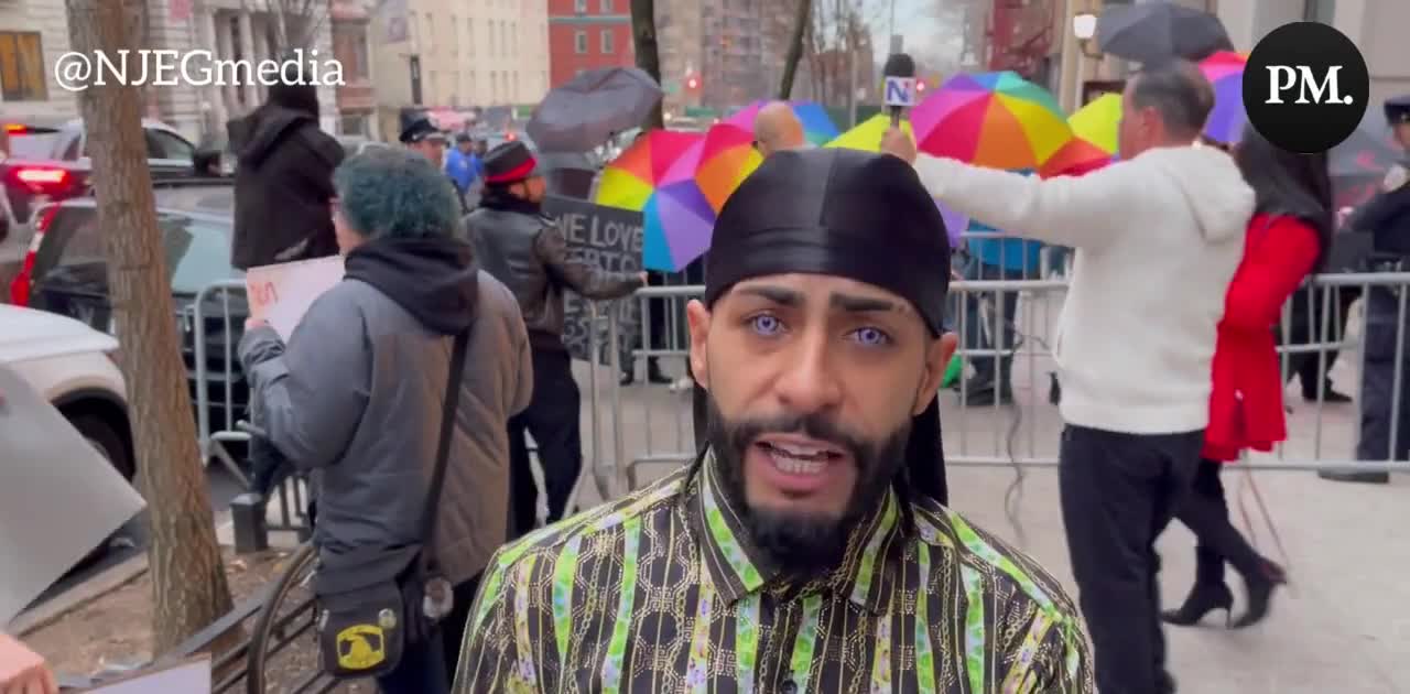 A protestor tells NJEGmedia that the numbers of people attending a Drag Queen Story Hour in New York are "being diminished" because of the protests and counter-protests