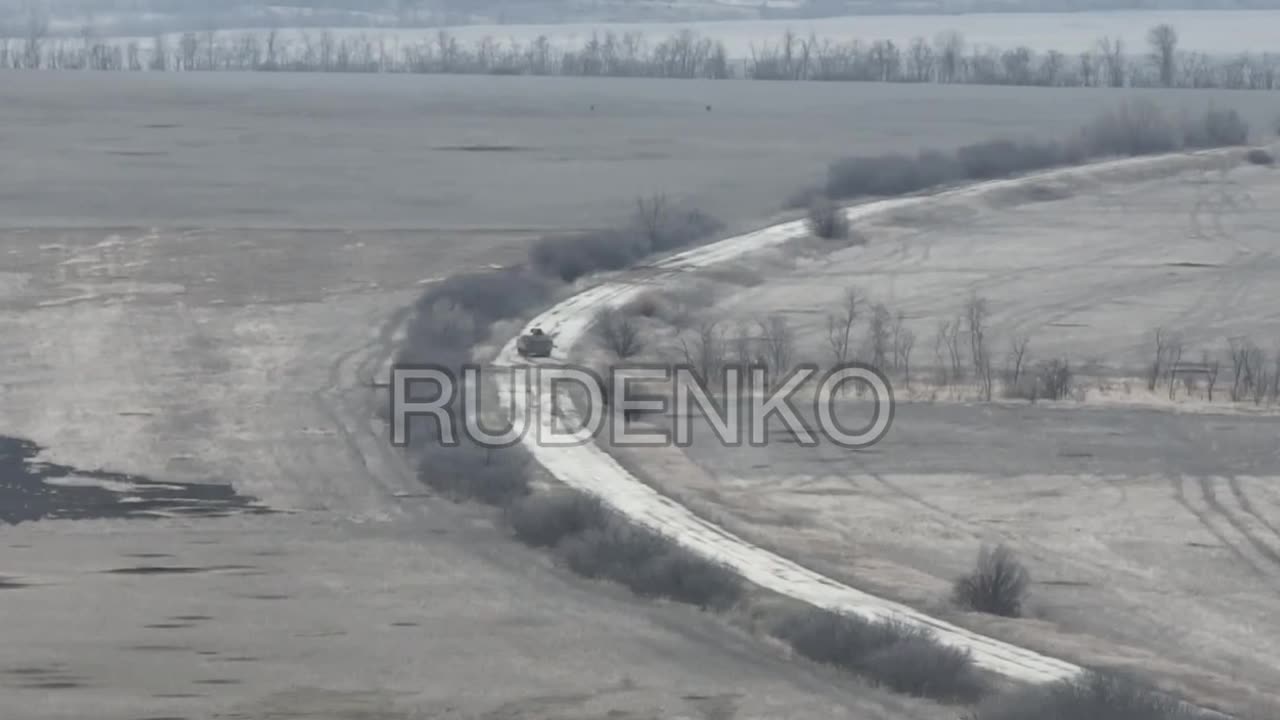 Only one armored personnel carrier left, the rest burned down