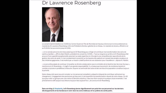 Le Dr Lawrence Rosenberg sur le covid19