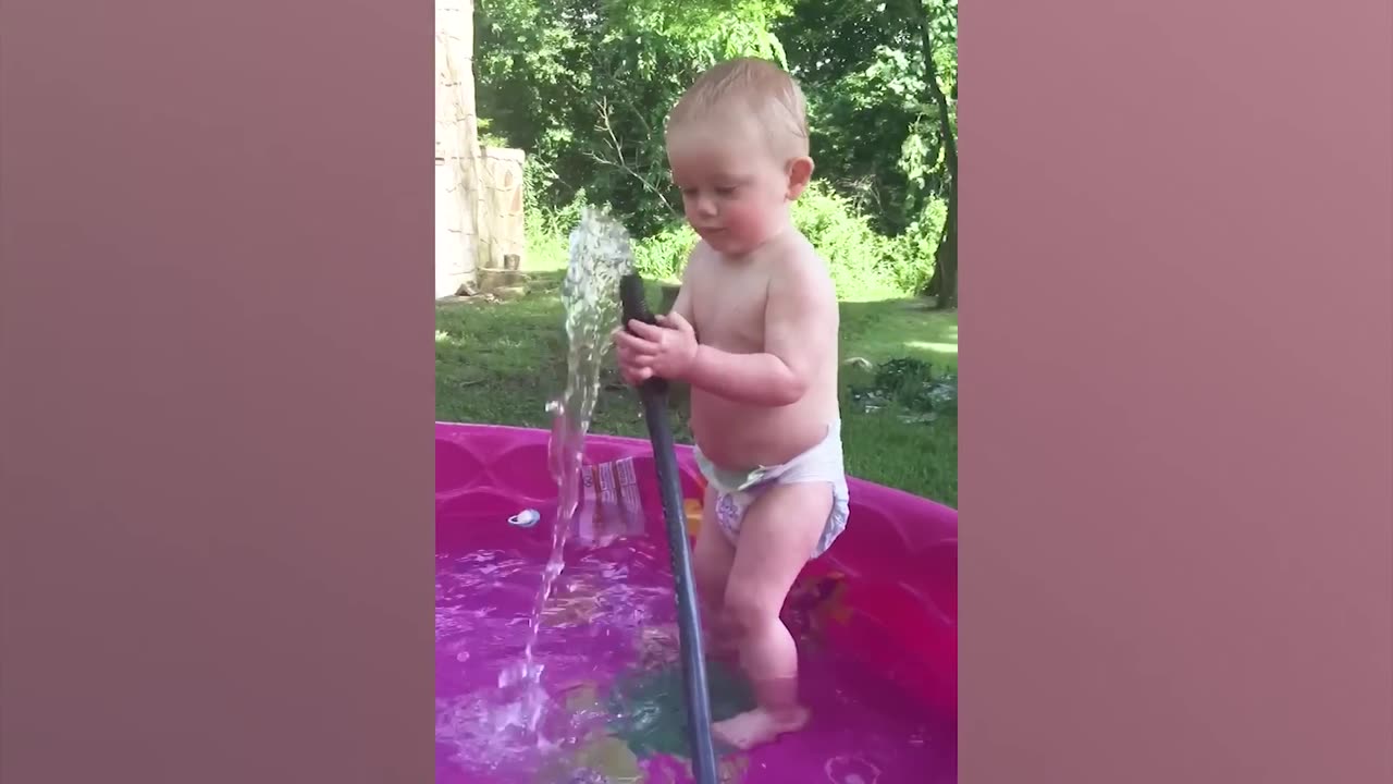 Funny Babies Playing with Water Baby Outdoor Videos
