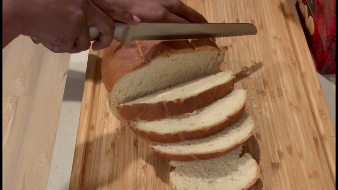 Slicing homemade Bread