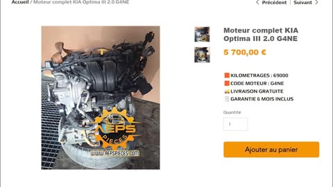 Moteur complet KIA Optima III 2.0 G4NE