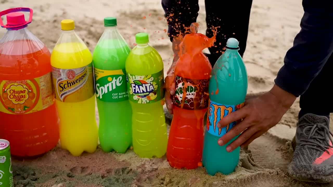 Big Underground Volcanic Eruption from Coca-Cola, Mtn Dew, Monster, Fanta, 7up, Mirinda and Mentos