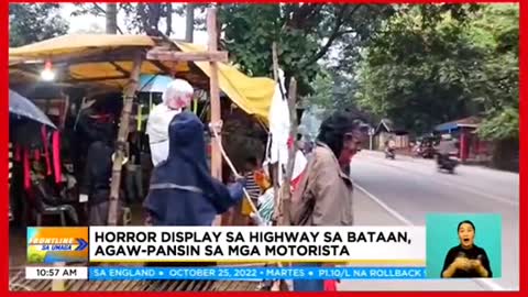 Horror display sa highway sa Bataan,agaw-pansin