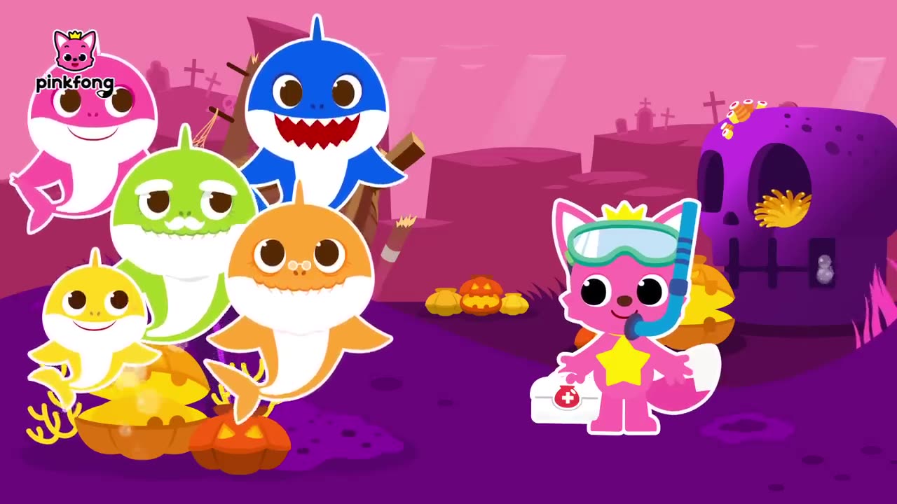 Zombie Shark Family Hide and Seek | Halloween Cartoon & Song | Pinkfong Official