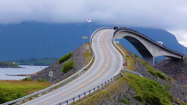 atlantic ocean road aerial footage norway