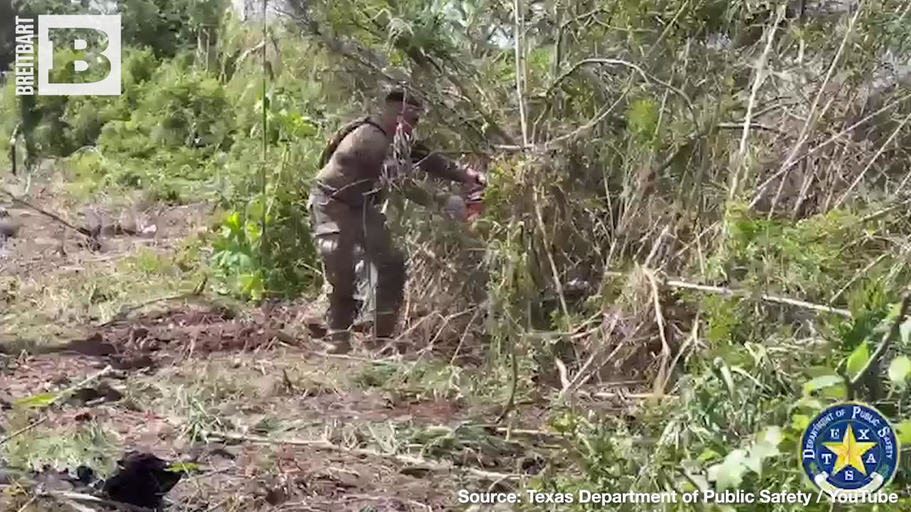 OPERATION LONESTAR FOOTAGE Shows Texas DPS Clearing Brush and Erecting Barbed-Wire to Deter Illegals