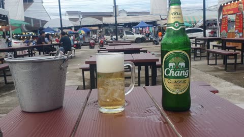 Wednesday Hump Day Beer Chang Classic Lager on Ice at Phosri Rd Markets