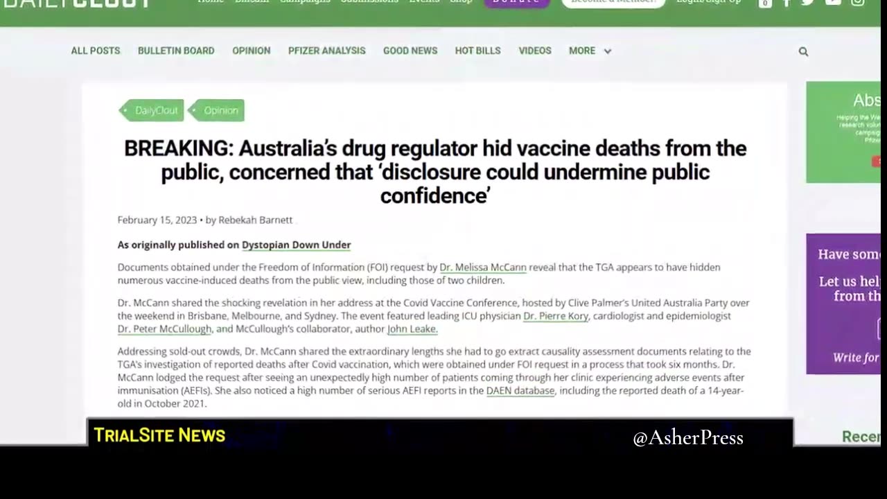 COVER UP: Australia’s drug regulator HID VACCINE DEATHS from Public!