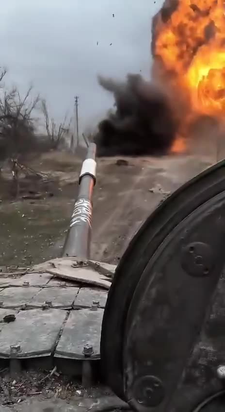 Archive footage taken by the commander of a Russian tank directly from the armor.
