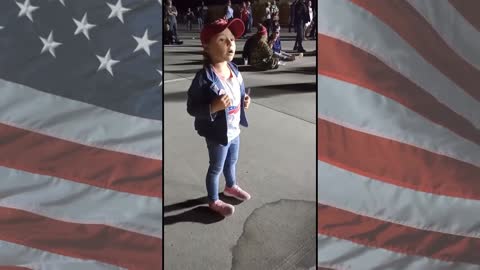 5 year-old Bella overwellmed with Joy, just to get a glimpse of her hero Donald J Trump
