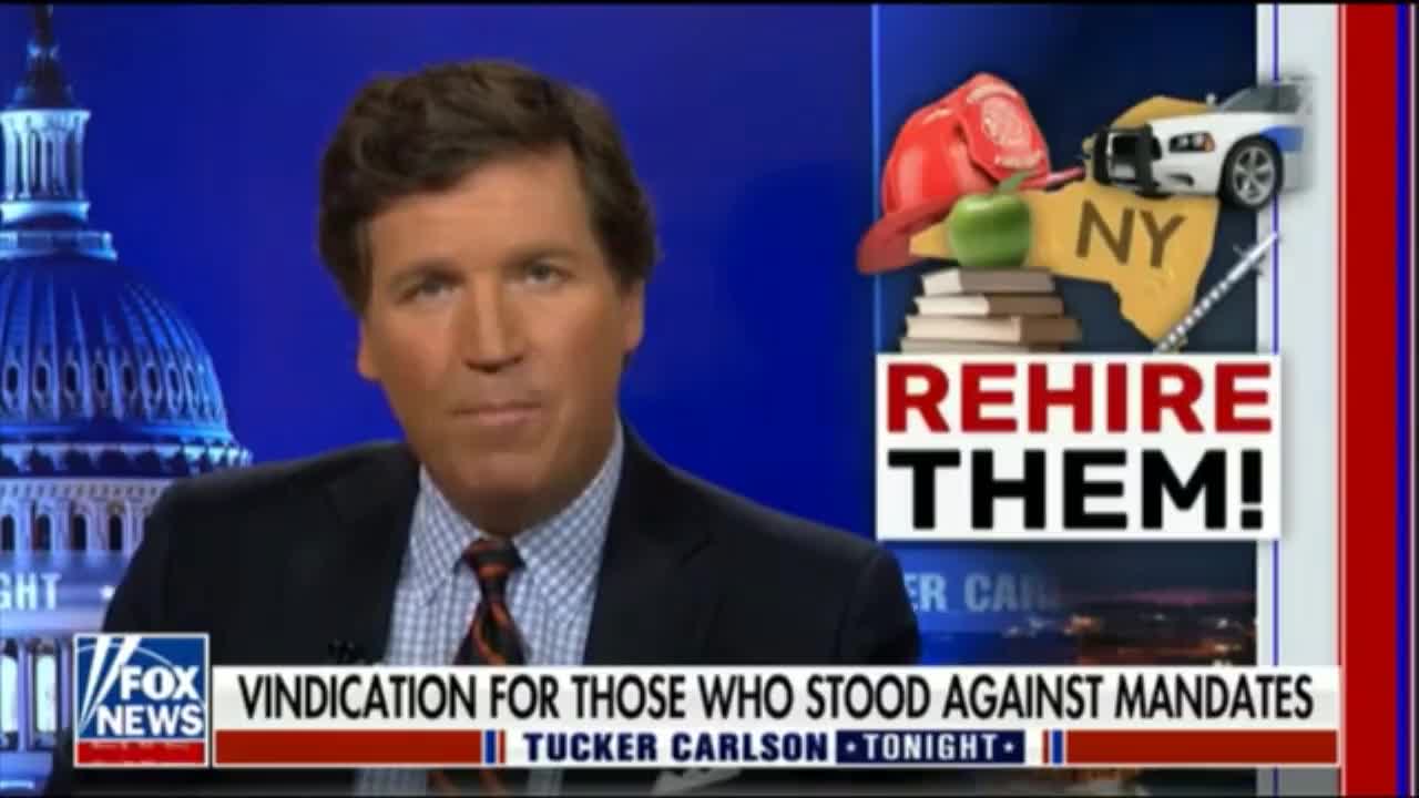 Tucker Delivers News About MA & NYC Workers' Victories in Covid Mandate Lawsuit