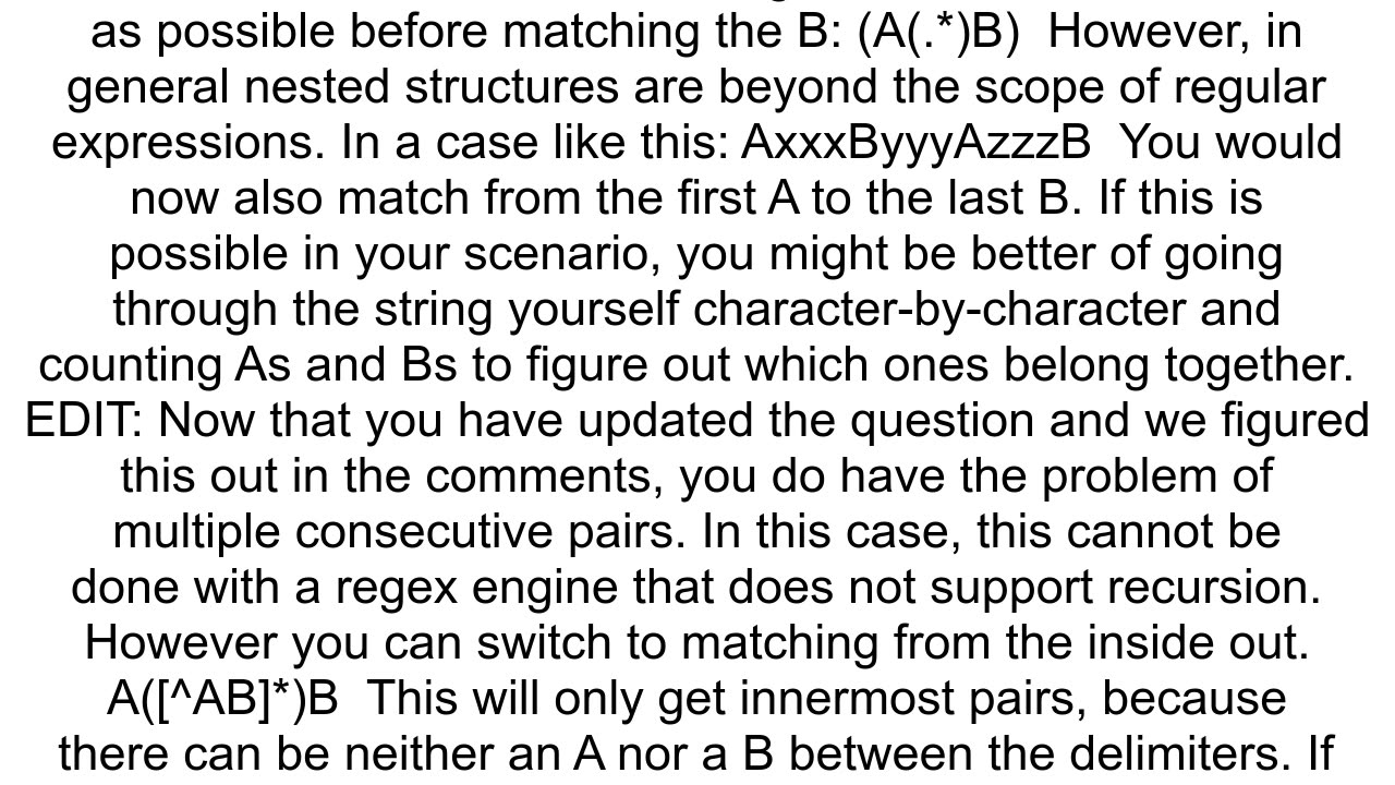 How to regex match pairs within pairs