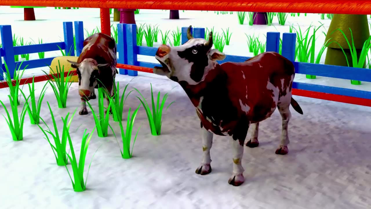 BABY CATCHING WILD COW | Animals Cartoon for Kids | Pretend Play with Wild Animals.