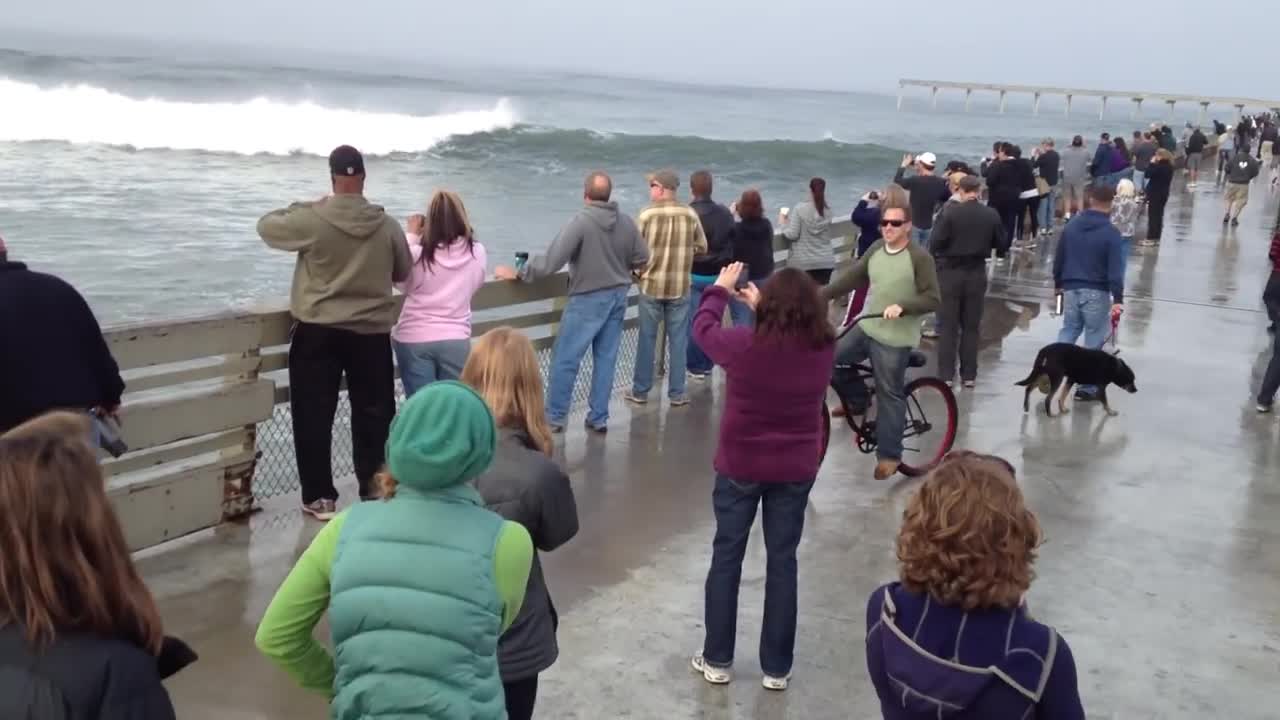 Big Waves, High Tide, Ocean Beach Pier, San Diego