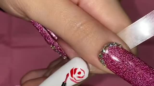 Rose nail art tutorial