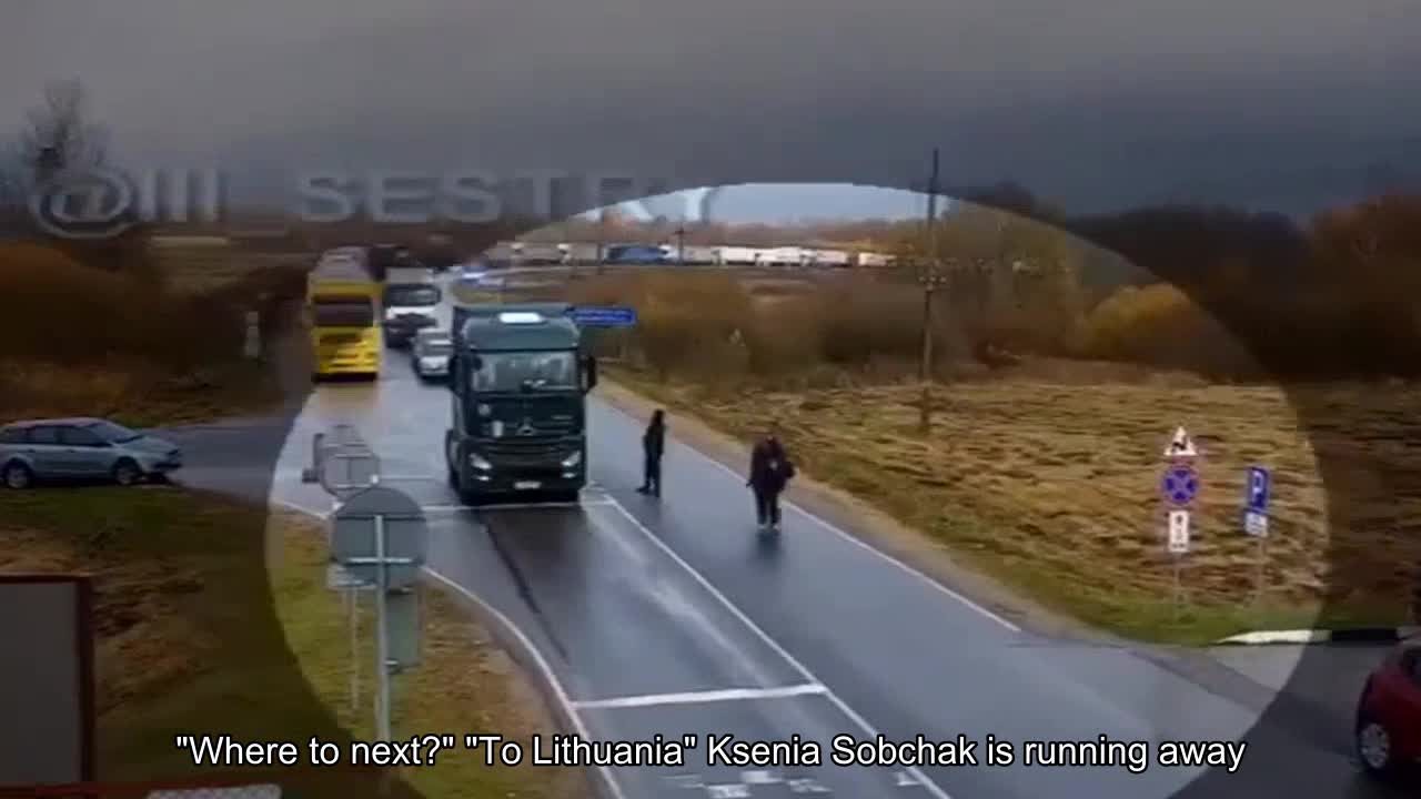 "Where to next?" "To Lithuania" Ksenia Sobchak flees from Russia.