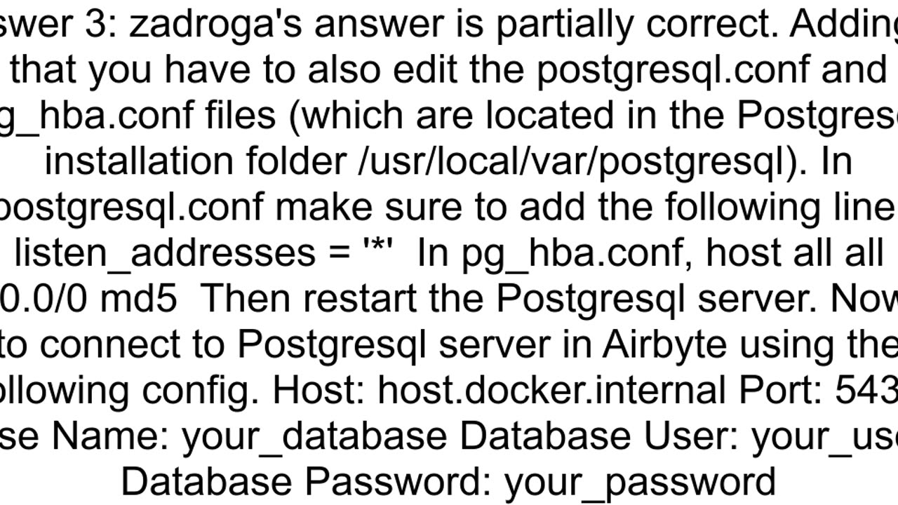 Connect Airbyte in Docker container to local postgres db instance