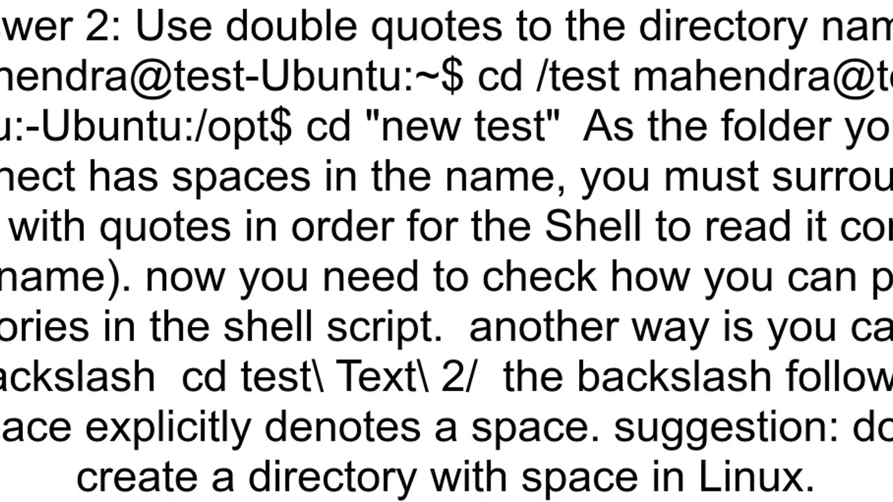 shell script unable to cd into a directory that contains spaces