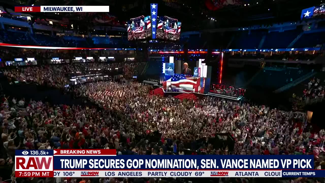 Trump at RNC: First public appearance since Assassination attempt /live NOW.