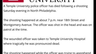 Temple University Police Officer Fatally Shot In Head While Trying To Apprehend Robbery Suspect