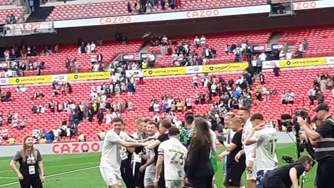 Darrell Clarke getting the bumps after Port Vale win promotion