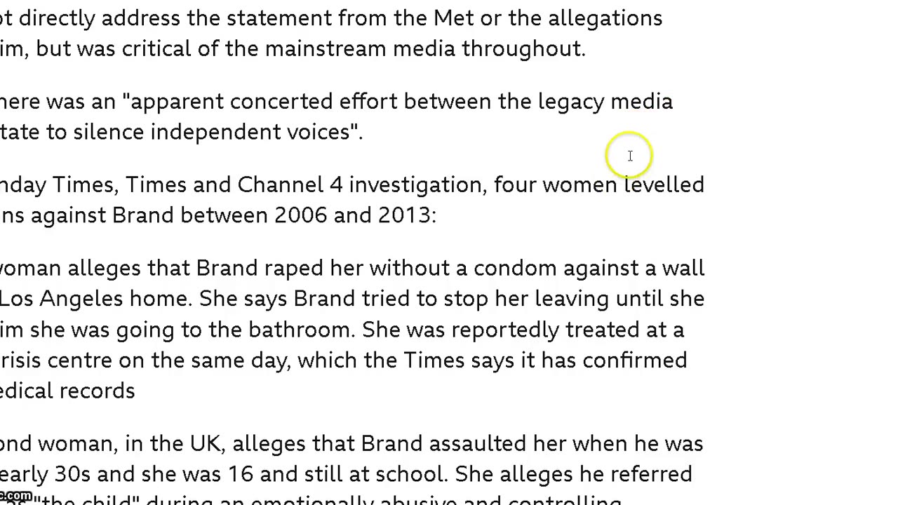 Please make allegations against Russell Brand